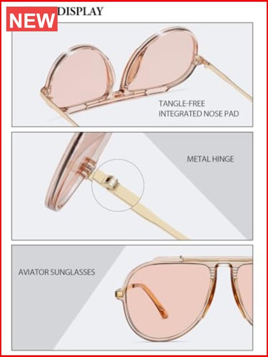 Oversized Aviator Sunglasses 70s Retro UV Protection Vintage Shades main image 5